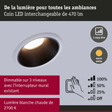 Spot LED encastrable avec lumière blanc chaud 2700K et gradation en 3 niveaux pour ambiance