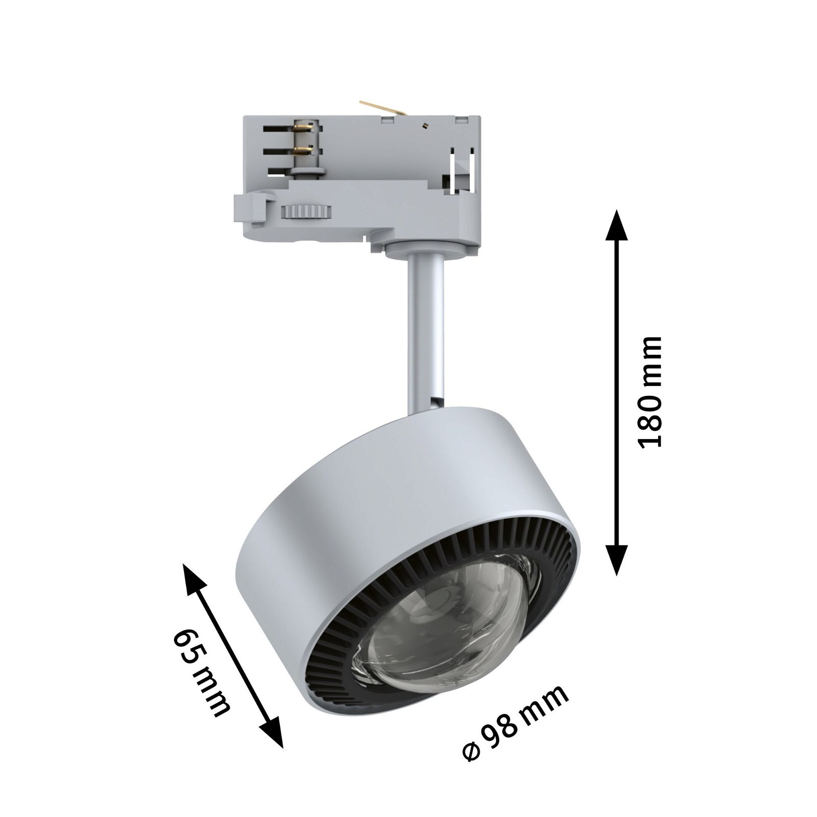ProRail3 LED-skinnespot Aldan 533,8lm 8W 4000K dæmpbar 230V Sølv/Sort