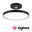 Plafonnier LED Smart Home Zigbee 3.0 Hildor 2700K 2000lm 230V 25W gradable Noir mat/Chrome Plafonnier rond en métal noir avec diffuseur blanc et fonction Zigbee pour éclairage domotique
