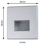 Square silver aluminium LED wall recessed light with 80 mm edge length for modern lighting
