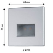 Quadratischer LED-Wandeinbauleuchte aus silbernem Aluminium mit 80 mm Kantenlänge