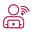 Rotes Icon einer Person mit Laptop und WLAN-Symbol für mobiles Arbeiten und Homeoffice Vorteile