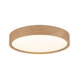 Round ceiling light with wood finish and warm white light for modern home lighting