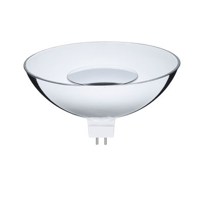 Lampe réflecteur en verre clair avec deux broches métalliques, adaptée aux lampes LED.
