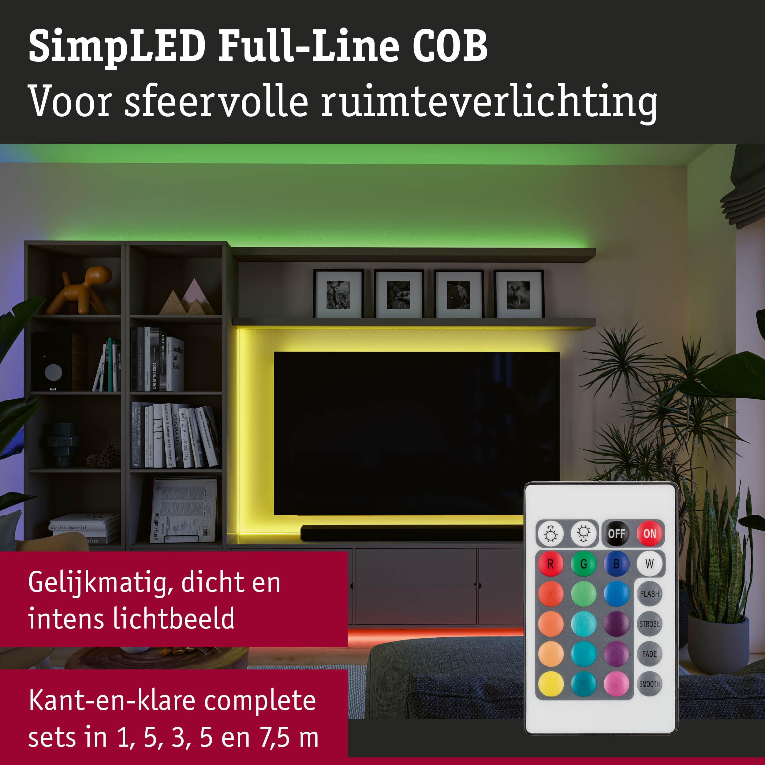 LED-lichtstrip met afstandsbediening in diverse kleuren voor sfeervolle kamer verlichting
