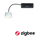 White LED recessed spotlight with color change and black cable for Zigbee smart home lighting