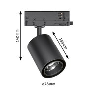 Schwarzer Aluminium-Spot mit 78 mm Durchmesser und 142 mm Höhe, LED-Strahler mit verstellbarem Kopf