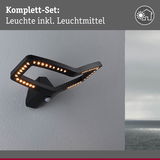 Schwarze LED-Wandleuchte mit integriertem Bewegungsmelder und warmweißem Licht für Außenbereiche
