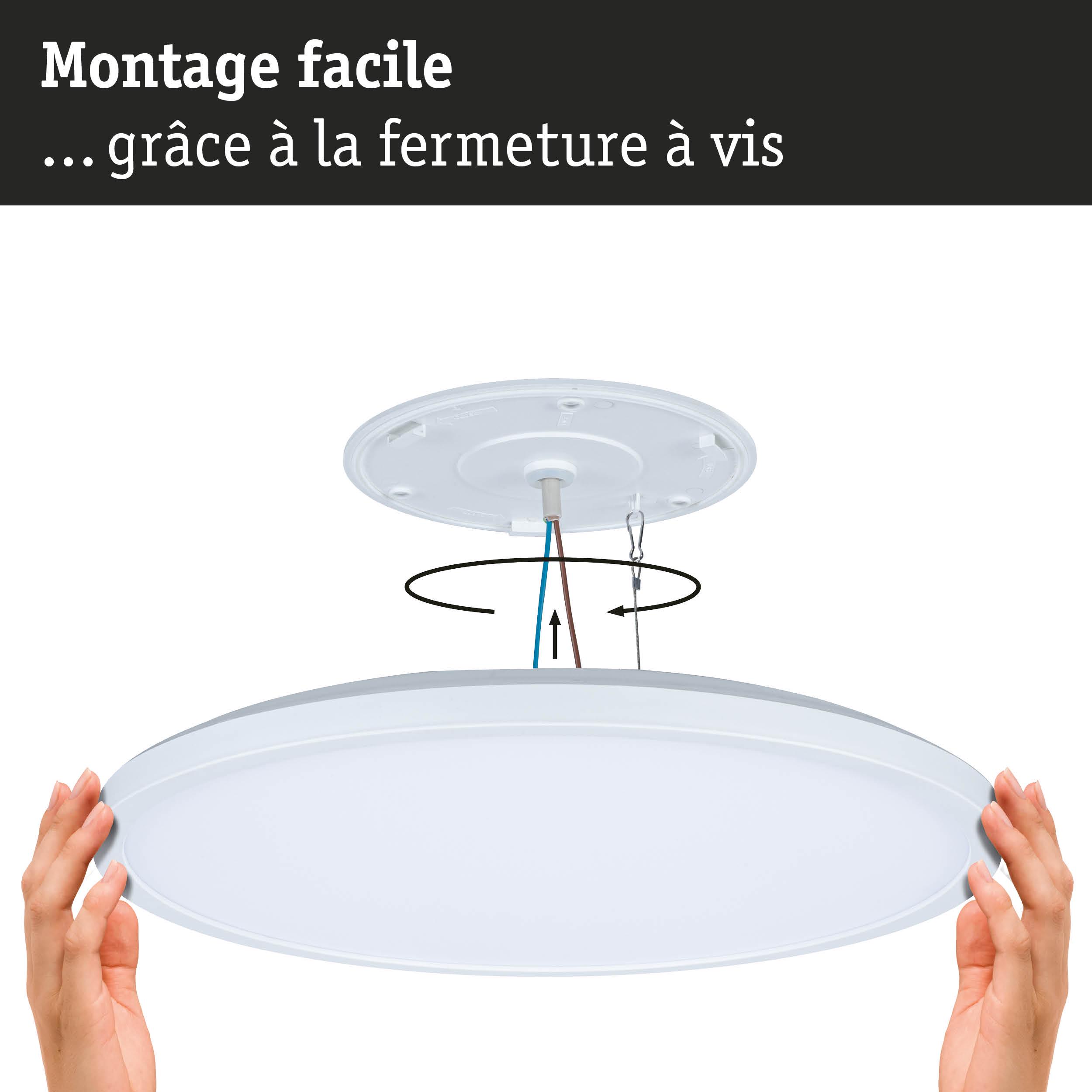 Plafonnier LED rond blanc en plastique avec montage facile par vis pour pièces à vivre