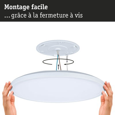 Plafonnier LED rond blanc en plastique avec montage facile par vis pour pièces à vivre
