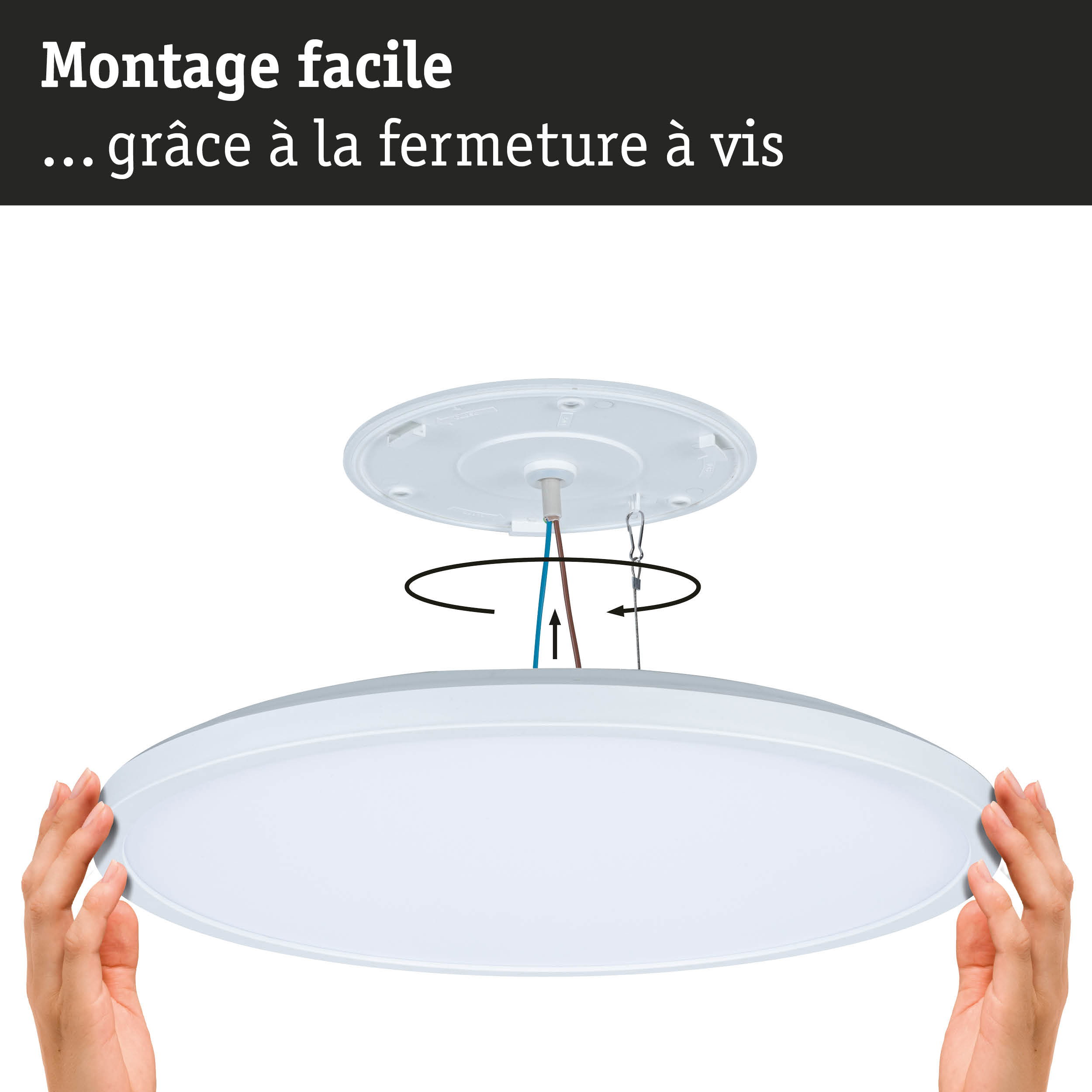 Plafonnier LED rond blanc avec fixation à vis pour une installation facile