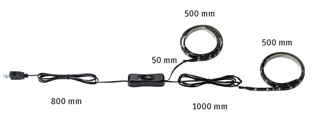 USB LED Strip 0,5m 2x1W 120lm/m 3000K