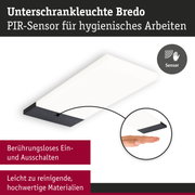Unterschrankleuchte Bredo mit PIR-Sensor in Weiß und Schwarz für berührungsloses Ein- und Ausschalten