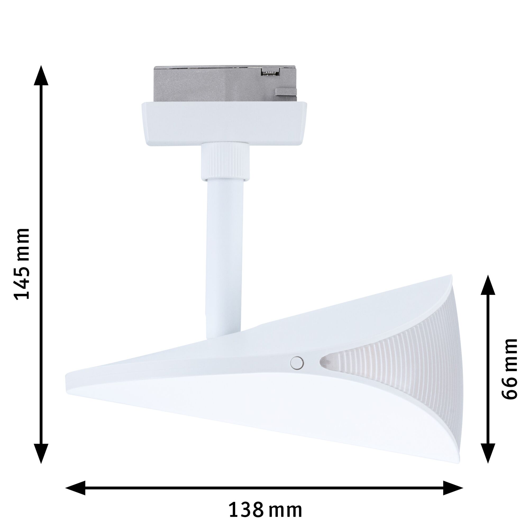 Weißer LED-Strahler aus Kunststoff mit Maßen 145x138x66 mm für moderne Beleuchtungslösungen