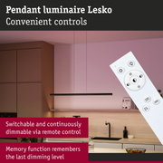 Black Lesko metal pendant luminaire with remote control for dimmable kitchen lighting