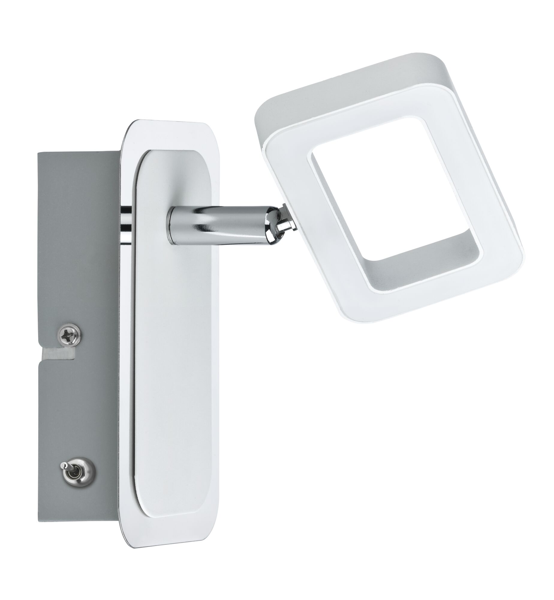 Moderne LED-Wandleuchte aus Metall in Weiß mit verstellbarem quadratischem Leuchtkopf für Akzentbeleuchtung