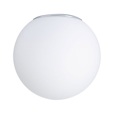 Plafonnier rond en verre blanc avec bordure chromée, éclairage intérieur moderne pour pièces