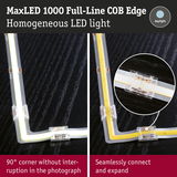 MaxLED 1000 Full-Line COB Edge LED strip with seamless 90° corner and daylight white light