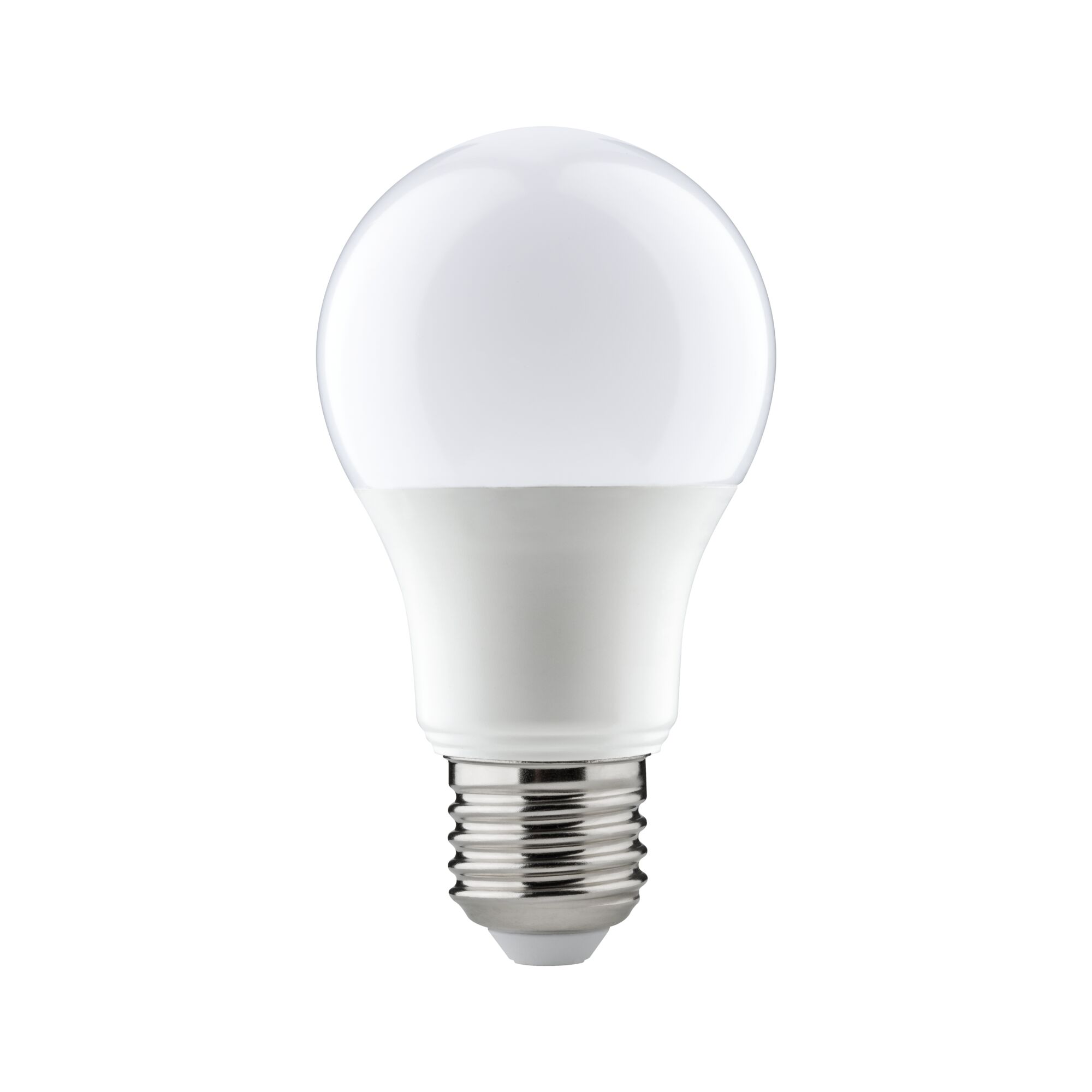White LED light bulb with E27 base made of plastic and metal for energy-saving lighting