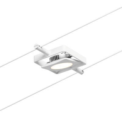 Weißer LED-Seilstrahler aus Metall mit rundem Leuchtmittel für moderne Beleuchtungssysteme