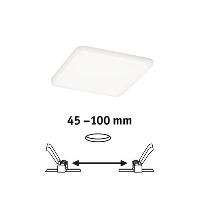 Quadratische weiße LED-Deckenleuchte mit flachem Design und Federklammern für einfache Montage
