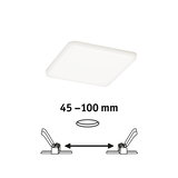 Square white LED ceiling light with flat design and spring clips for easy installation