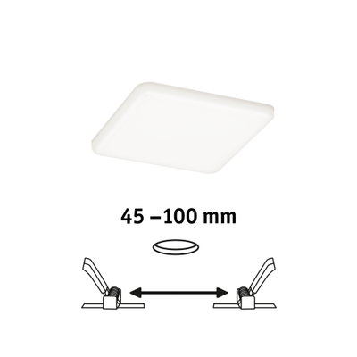 Quadratische weiße LED-Deckenleuchte mit flachem Design und Federklammern für einfache Montage