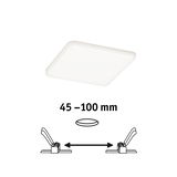 Square white LED ceiling light with flat design and spring clips for easy installation