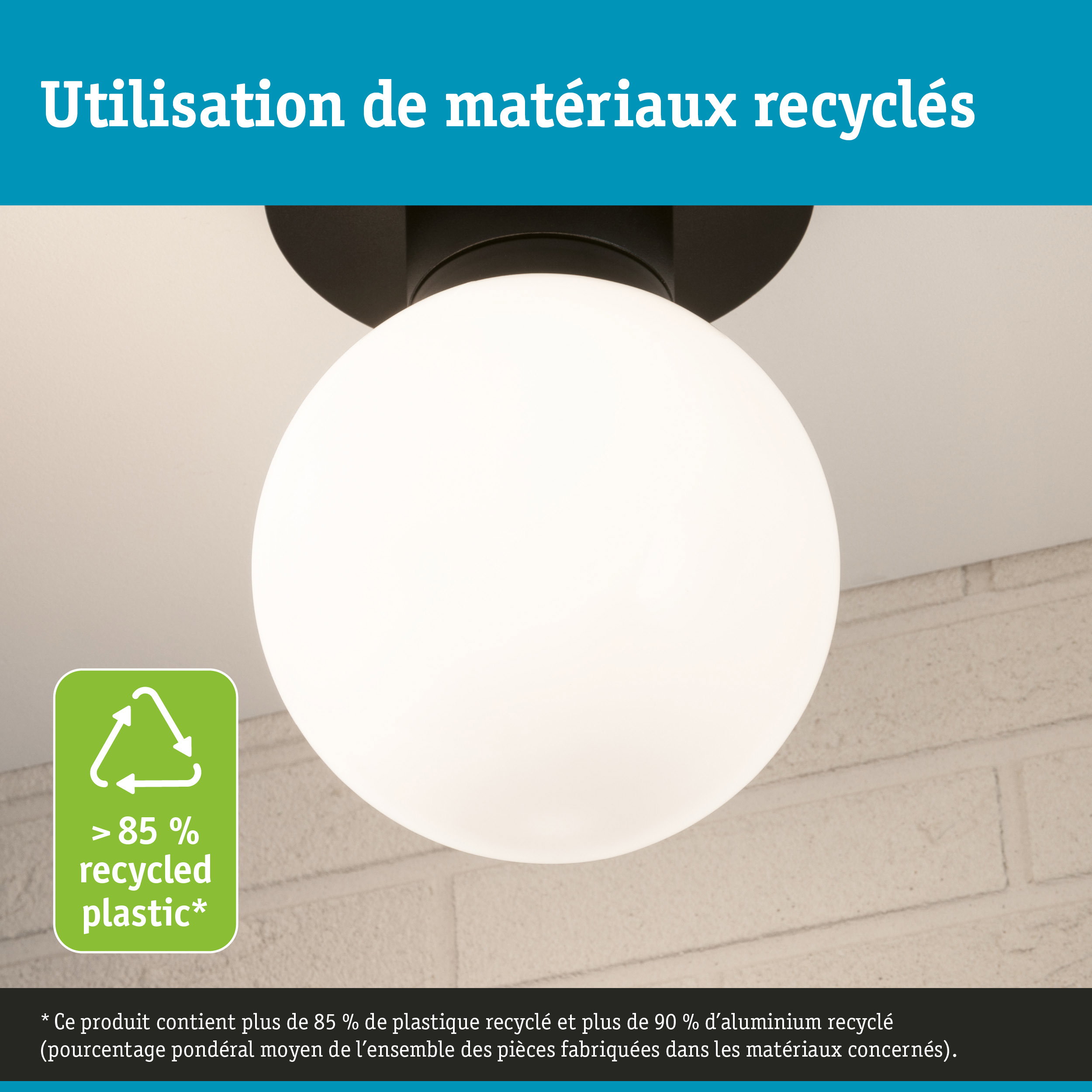 ModuShine Abat-jour Taleno IP44 sphérique Anthracite/Blanc