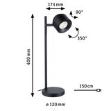 Zwarte metalen LED-bureaulamp met verstelbare kap en 150 cm lange stroomkabel