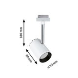 Weißer LED-Strahler aus Metall mit 180 mm Höhe und 59 mm Durchmesser für Schienensysteme