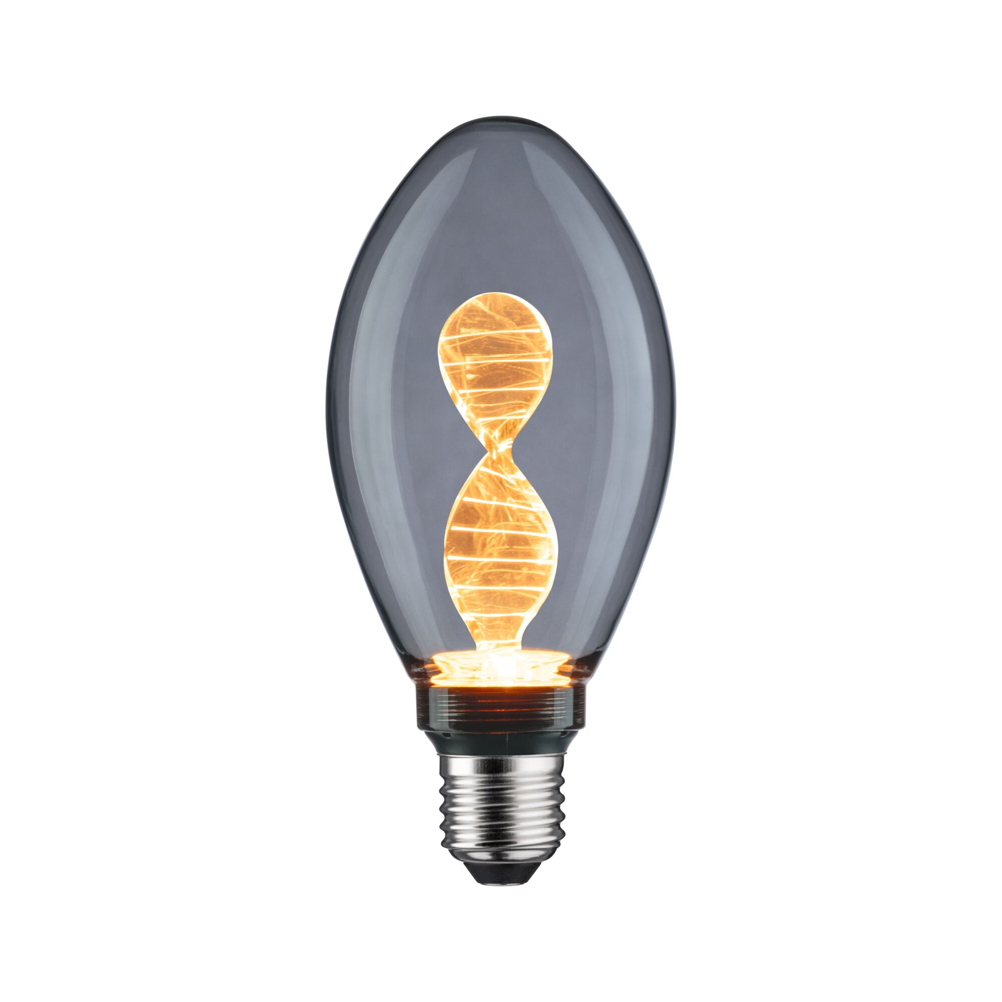 Inner Glow Edition LED Birne Helix E27 230V 90lm 3,5W 1800K Rauchglas Glühbirne mit gedrehtem LED-Filament in rauchgrauem Glas für dekorative Beleuchtung
