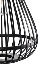 Black metal cage lampshade with curved bars for modern interior lighting design