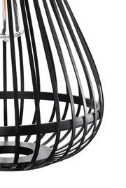 Zwarte metalen kooilampenkap met gebogen staven voor moderne binnenverlichting