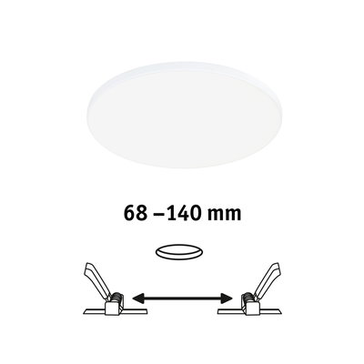 Plafonnier LED rond blanc avec taille d'installation réglable de 68 à 140 mm pour intérieur