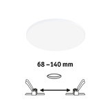 Witte ronde LED-plafondlamp met verstelbare inbouwmaat van 68 tot 140 mm voor woonruimtes