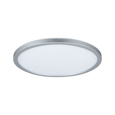 Round LED ceiling light with silver aluminum frame and white diffuser for modern room lighting