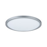 Plafonnier LED rond avec cadre en aluminium argenté et diffuseur blanc pour éclairage moderne