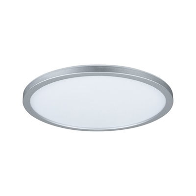 Plafonnier LED rond avec cadre en aluminium argenté et diffuseur blanc pour éclairage moderne
