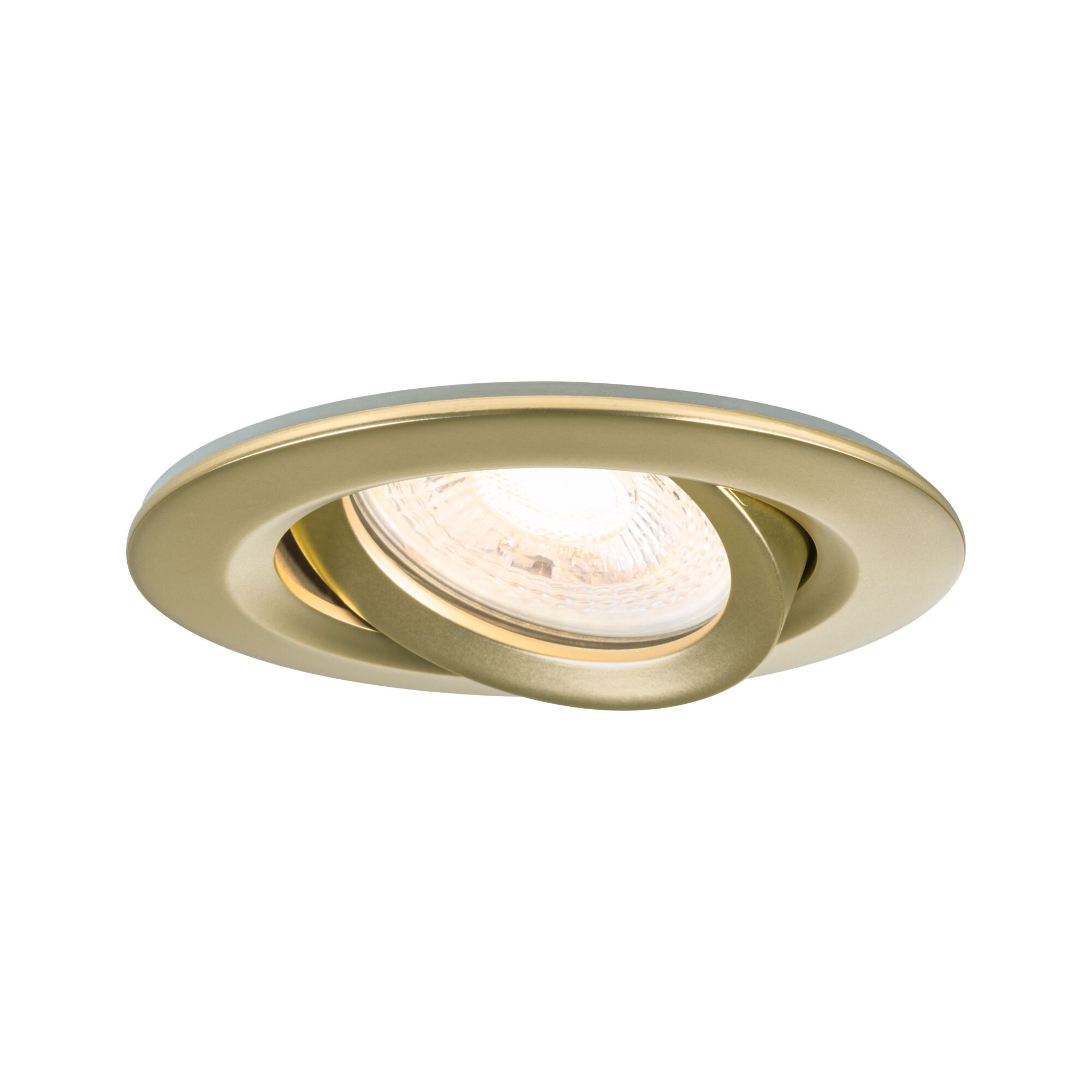 Round adjustable recessed spotlight in gold metal for modern LED lighting solutions