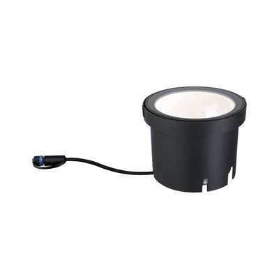 Black recessed LED spotlight with cable connection, round design for modern indoor lighting