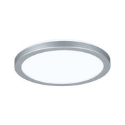 Plafonnier LED rond avec cadre en aluminium argenté et diffuseur blanc pour éclairage moderne