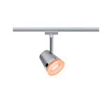 Spot LED argenté moderne avec lumière orange pour système d'éclairage sur rail intérieur