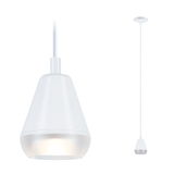 Weiße Pendelleuchte aus Kunststoff mit mattem Diffusor für moderne Innenbeleuchtung