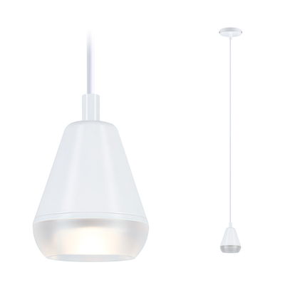 Weiße Pendelleuchte aus Kunststoff mit mattem Diffusor für moderne Innenbeleuchtung