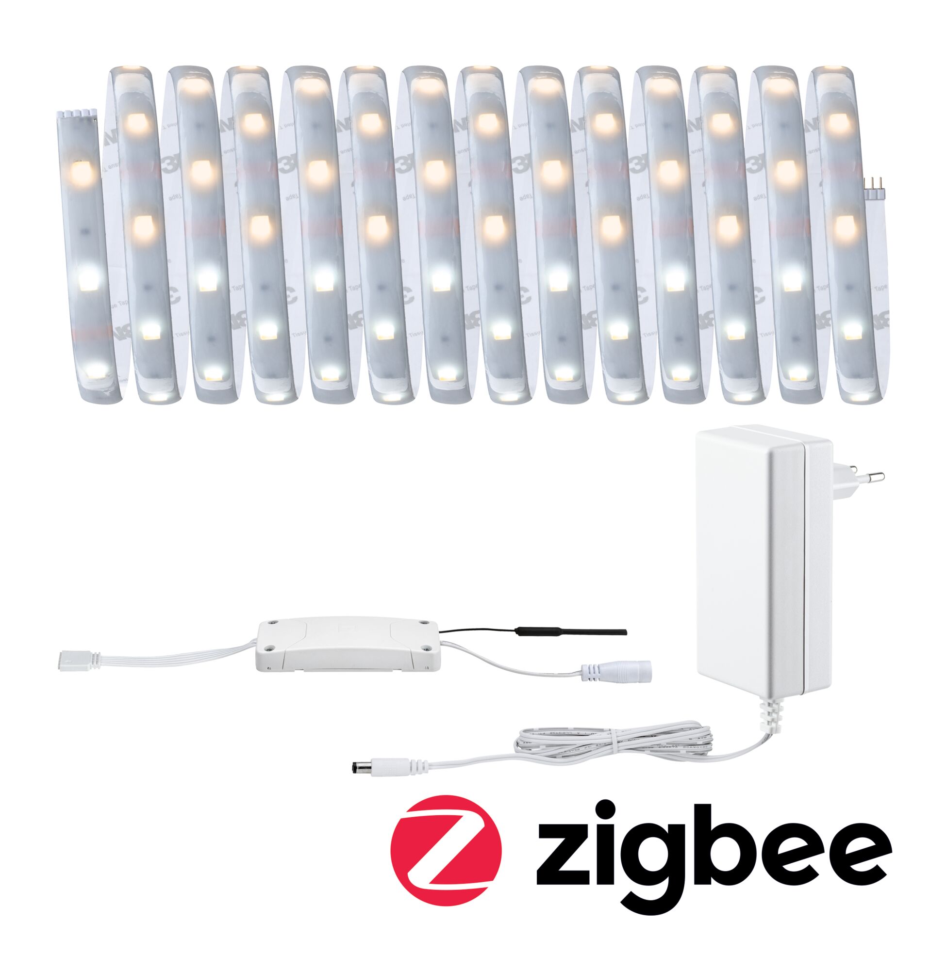 LED-Lichtband mit Netzteil und Steuergerät in Weiß für Zigbee Smart Home Beleuchtung