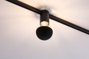 Schwarze LED-Deckenleuchte mit kugelförmigem Diffusor aus Glas für moderne Innenbeleuchtung
