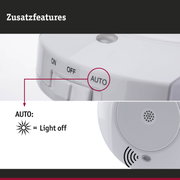 Weißes Kunststoffgerät mit AUTO-Schalter und Licht- sowie Signalanzeige für Hausautomation