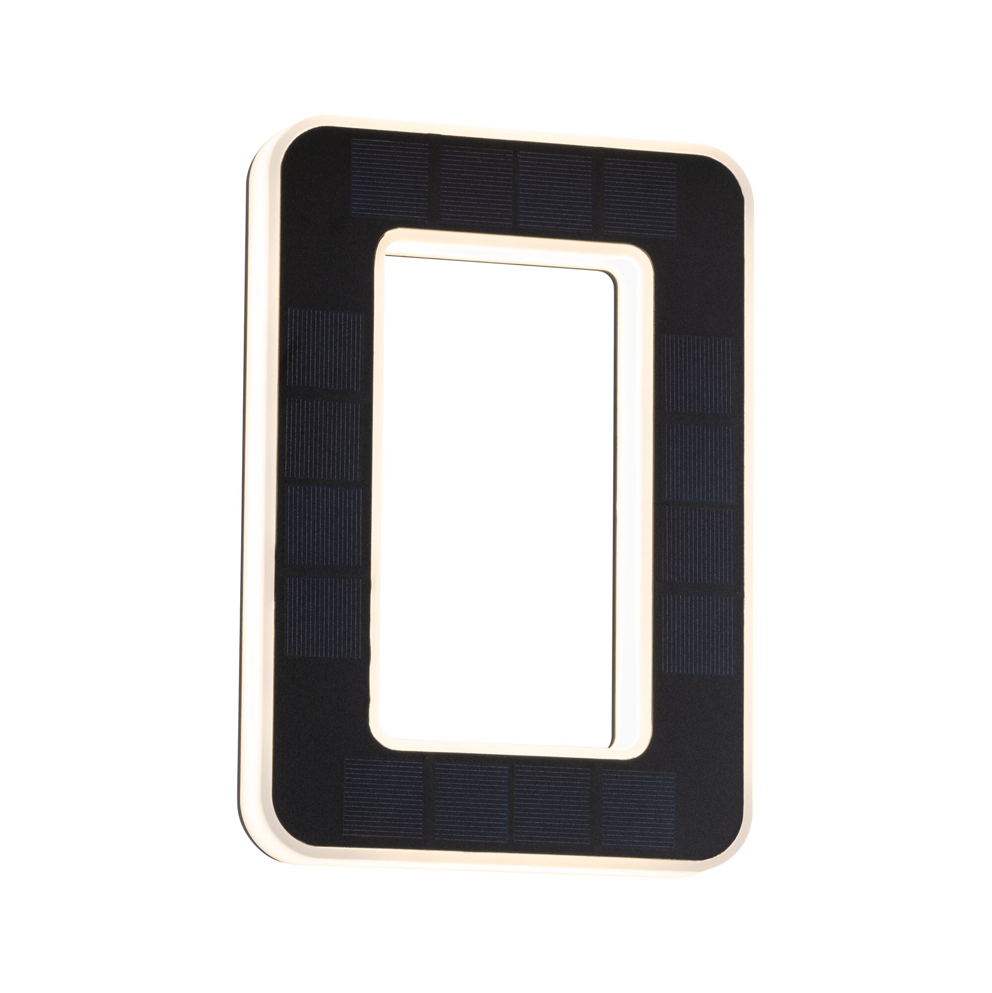 Rechthoekige zwarte solar lamp met geïntegreerd LED-lichtframe voor energiezuinige buitenverlichting