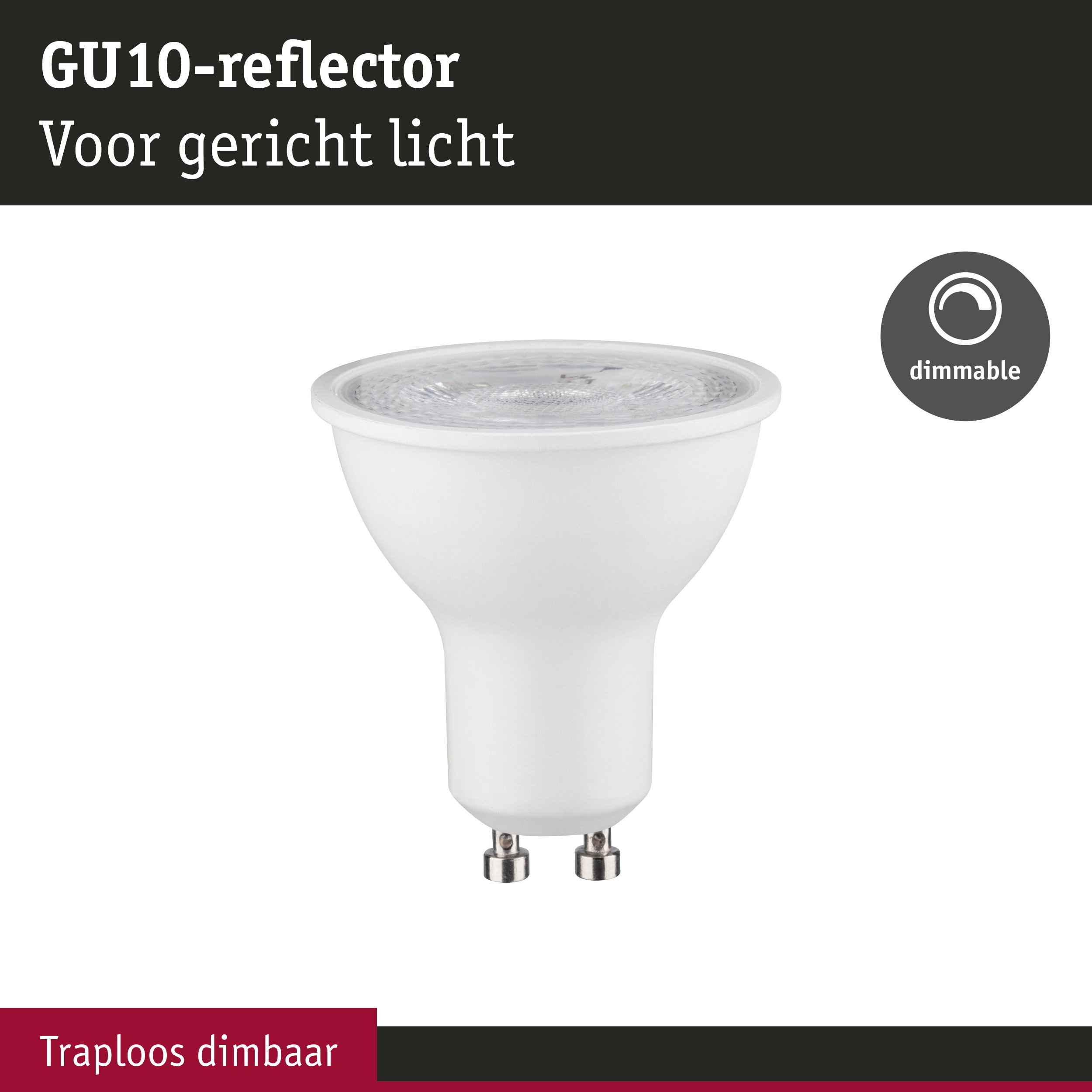 Witte GU10-reflector van kunststof, dimbaar voor gericht binnenlicht